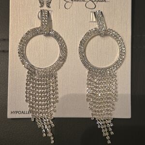 Jessica Simpson Sparkling Silver Hoop Earrings